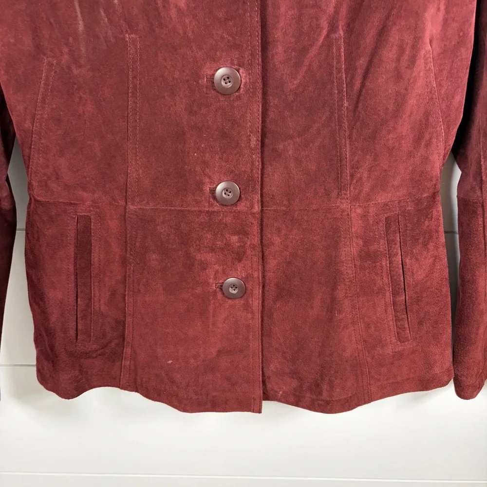 Vintage 90s Wilsons Leather Maxima Burgundy Suede Jacket (Sz M) & Skirt (Sz‎ 6)